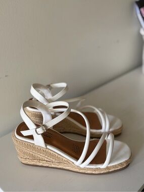 Call It Spring White Espadrille Strap Wedge Sandals